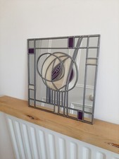 30x30cm Mackintosh Style Hunterian Stained Glass effect mirror Handmade in UK