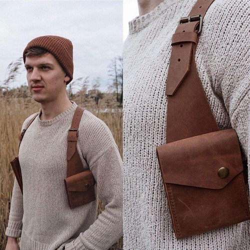 Hip hop men leather - leather, shoulder
