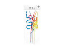 NOVELTY CURLY Reusable STRAWS Twisty Coloured Kids Novelty Drinking Party Bag