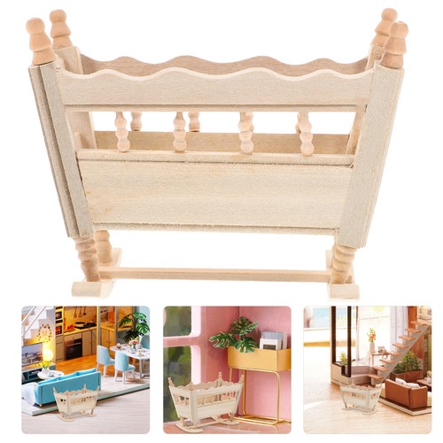 Wooden miniature baby cradle - baby,