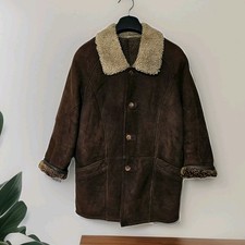 Vintage Gianni Valentino Shearling Brown Jacket Fur Coat Size Large Made n Italy