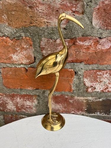 Vintage brass crane - brass, 29