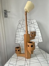 Wooden Mid Century Three Arm Scandinavian Pendant Chandelier Vintage