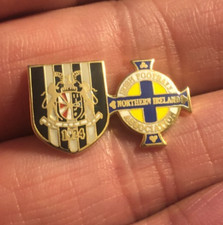 RARE PORTADOWN FC - NORTHERN IRELAND  TWIN CRESTS  ENAMEL PIN BADGE