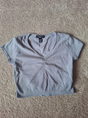 New look grey ribbed cropped - ribbed,