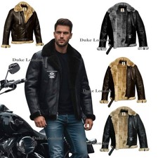 Mens B3 Raf Sheep Skin Leather Jacket Aviator Flying Bomber Pilot Coat Organized