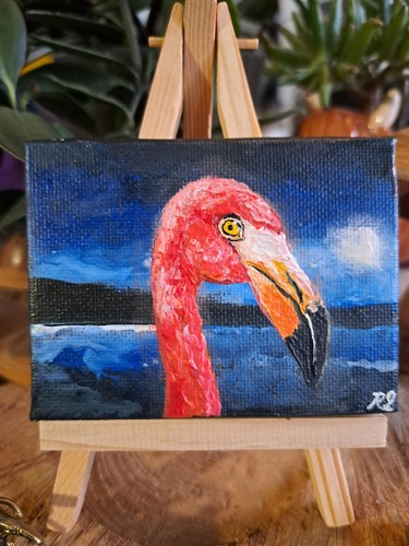 Miniature flamingo head - , 9x7cm