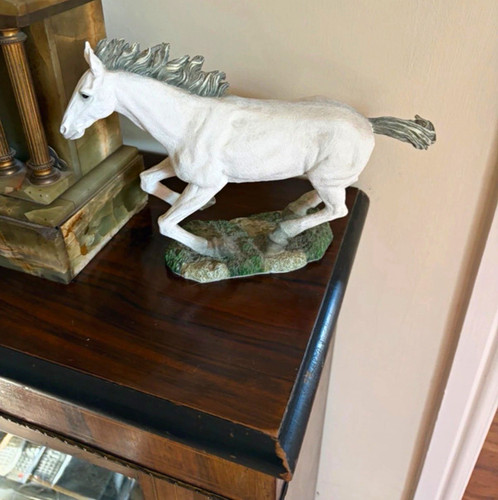 Resin white grey - resin, horse