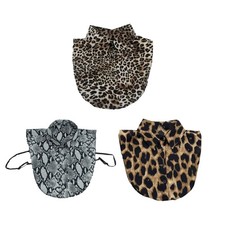 Women Lapel Half Shirt Leopard Snakeskin Print Faux Collar Clothing Accessory