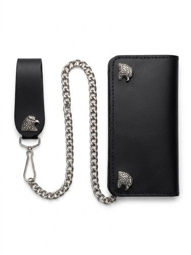 Genuine leather trucker - leather, wallet