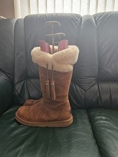 UGG Plumdale 1894 Chestnut Suede Tall Zip Sheepskin Fur Winter Warm Boots 6.5