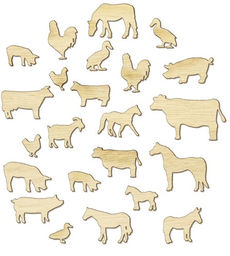 Wooden farm animals 20mm - animals, 8-20mm