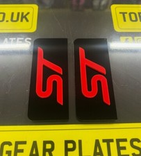 2 x Ford ST 4D Acrylic Sticker Number Plate Side Badges Gloss Red