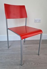 15 Stacking  Chairs, Black Metal Frames,  Red base and Silver legs