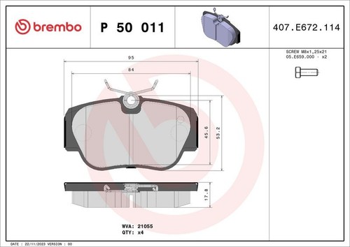Brembo p50011 brake pad - p50011,