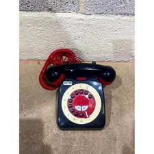 NEXT Retro Push Button Home Corded Telephone Black Red Recall & Redial Function