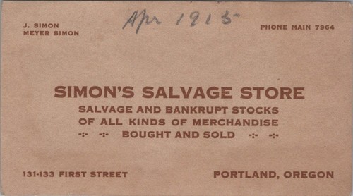 Simon salvage store bankrupt - simon's,