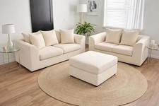 Black Fabric 3+2 Sofa Set