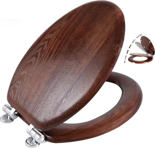 Elongated wood toilet - wood,