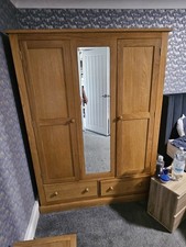 NEXT oak effect Triple Mirror Wardrobe & Chest Of Drawers Bedroom Furniture Set