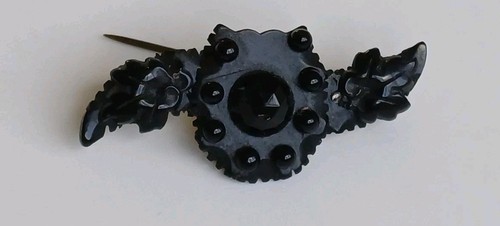 Small black mourning brooch - small,