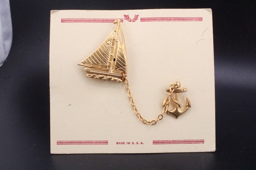 Vintage sailing brooch - brooch, with