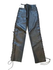 JTS Black Lace Tie Sided Motorcycle Leather Trousers Size 28 CLEARANCE 