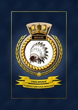 HMS BRAVE SHIPS BADGE/CREST - HUNDREDS OF HM SHIPS IN STOCK