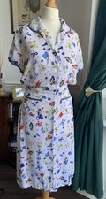 Vintage 1980s Does 1940s Carol Anderson Novelty Rayon Ladies Summer Dress 