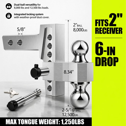 Receiver drop adjustable - 2", 6"