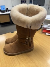 UGG Plumdale 1894 Chestnut Suede Tall Zip Sheepskin Winter Warm Boots US7 UK5.5