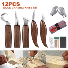 12x Wood Carving Chisel Knife Kit Woodworking Whittling Cutter Gouges Tools Set