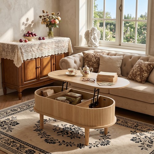 Lift top coffee table - top, oval