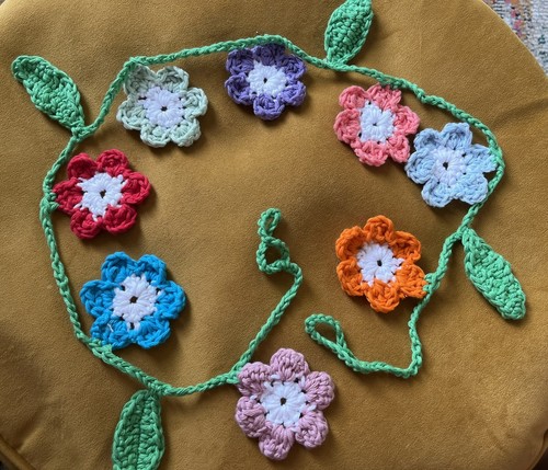 Handmade crochet flower - , leaf