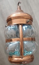 Vintage Retro Copper And Glass Bubble Lantern Light Fitting