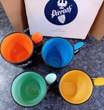 Pieroth Luxury Set of 4 Coffee Mugs with ceramic spoons matching. New Boxed.