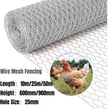 Chicken Wire Mesh Fencing Galvanised Netting Rabbit Fence Pet Garden 25m 50m