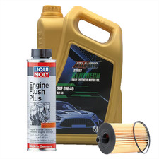 0W-40 Fully Synthetic Engine Oil API SN 5L + Oil Filter + Engine Flush For Audi