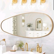 Large Irregular Wall Mirror Metal Frame 98×45 cm Asymmetrical Gold