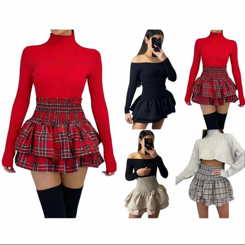 Women mini skirt - mini, gathering