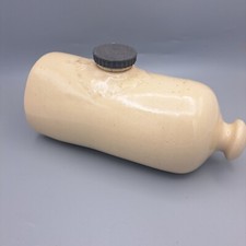 Antique Earthenware Bed Warmer Foot Warmer Original Stopper Cream Stone England