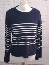 Topshop Navy White Striped Knitted Jumper Womens Size 10
