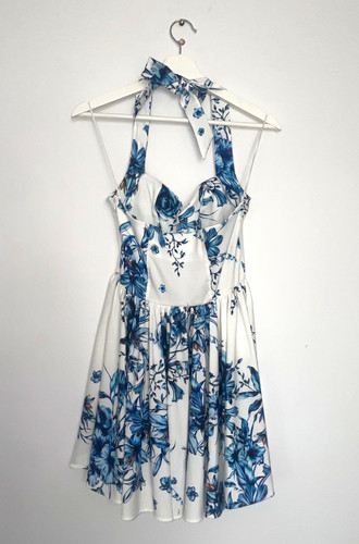 Zara white blue floral halter - zara,