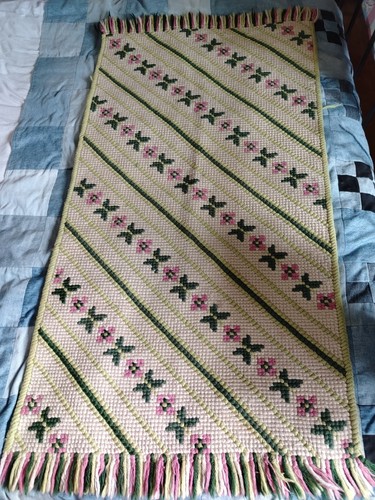 Vintage rug needlepoint cross - vintage,
