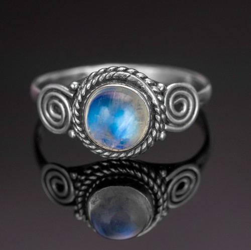 Moonstone round ring 925 - moonstone,