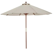 Home 2.7m Water Repellent Garden Parasol - Cream | Outdoor Patio Shade Umbrella