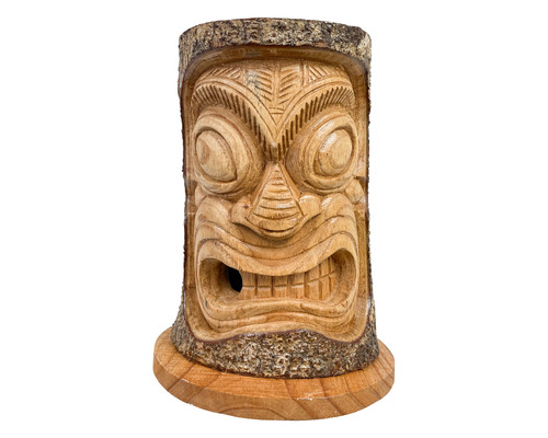 Wooden tiki log carved - log, bird