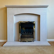 Beautiful Limestone Fire Surround and Non-Vented Gas Fire