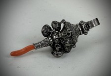 Victorian Silver And Coral Baby Rattle. 23g. 