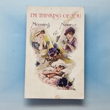 Glamour Postcard 1910 Thinking You Morning Noon Night Pansy Flower Fred Spurgin